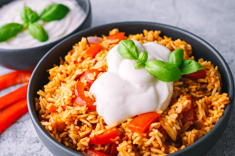 Vegane Paprika-Reis-Pfanne