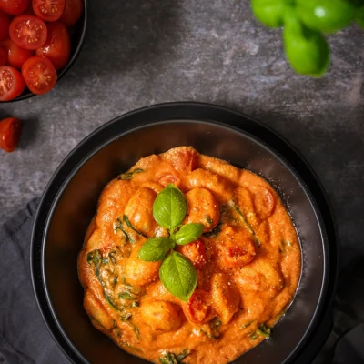 Gnocchi-Pfanne mit Tomaten und Spinat