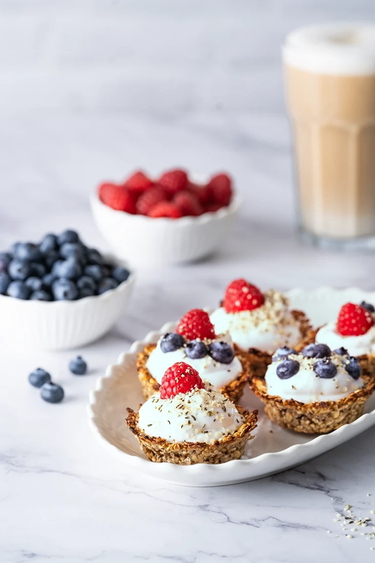 gesunde Granolacups mit frischen Beeren