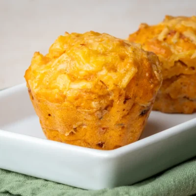 Startseite 13 Vegane Pizzamuffins auf einer weißen Platte