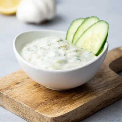 Veganer Zaziki mit Gurke und Knoblauch