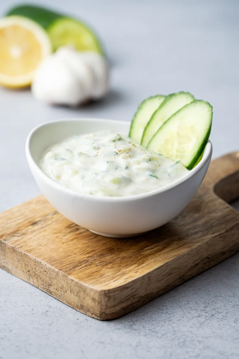 Veganer Zaziki mit Gurke und Knoblauch