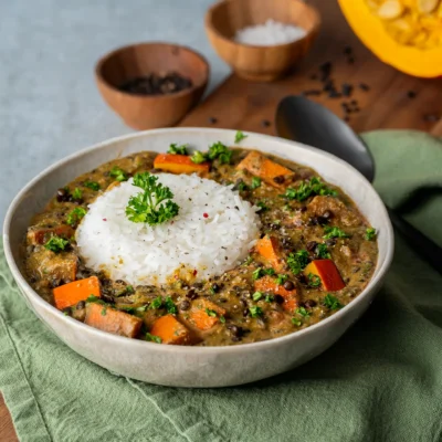 Cremiges Linsencurry mit Kürbis aber ohne Kokosmilch