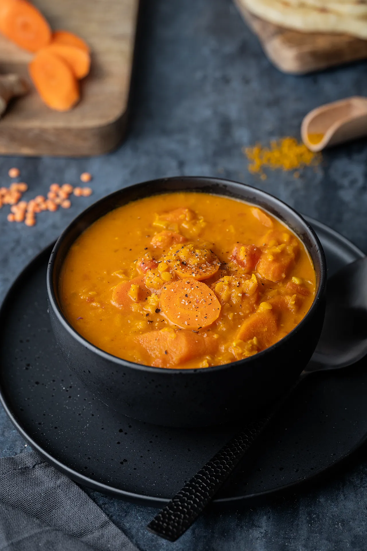 Veganes One-Pot Möhren-Curry mit roten Linsen 3 Möhrencurry mit roten Linsen