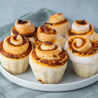 Zupfbrot-Schnecken auf einem hellen Teller
