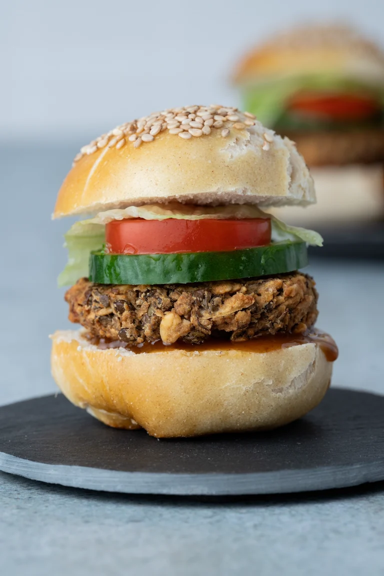 Mini-Burger mit Linsenbratling aus dem Airfryer