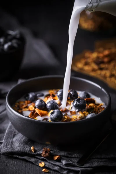 granola blaubeeren milch